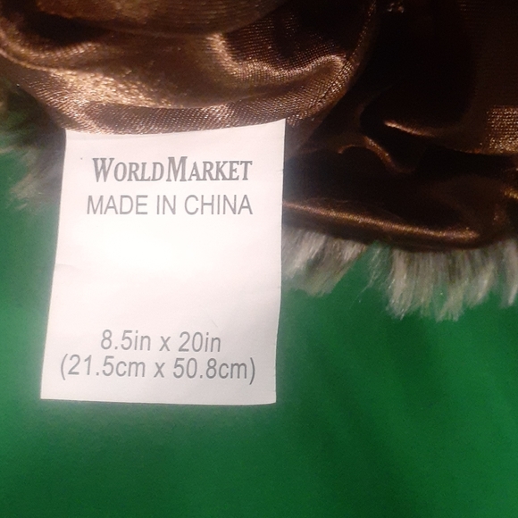 World market gray faux fur pom Christmas stocking - Picture 4 of 4